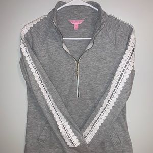 Lilly Pulitzer Skipper Solid Popover w/ Lace EUC